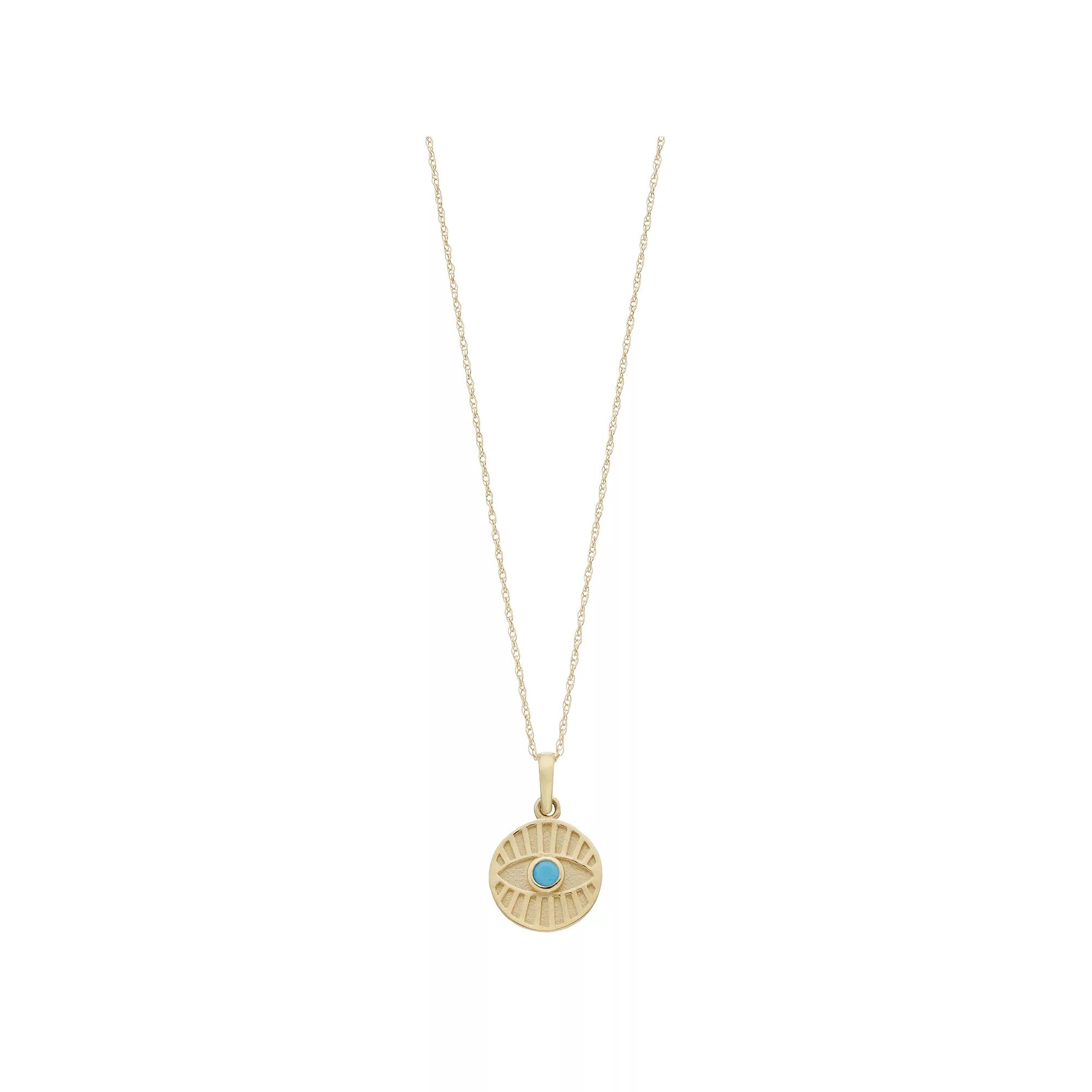 Au Naturale 14k Gold Evil Eye Turquoise Necklace, Women's, Size: 18", Yellow Product Image