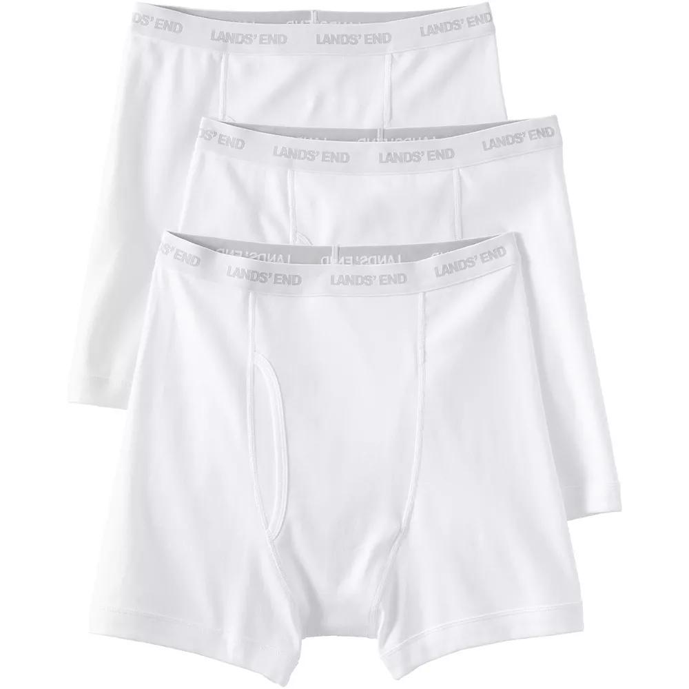 Big & Tall Lands' End Cotton 3-Pack Boxer Briefs, Men's, Size: 2XB, White Product Image