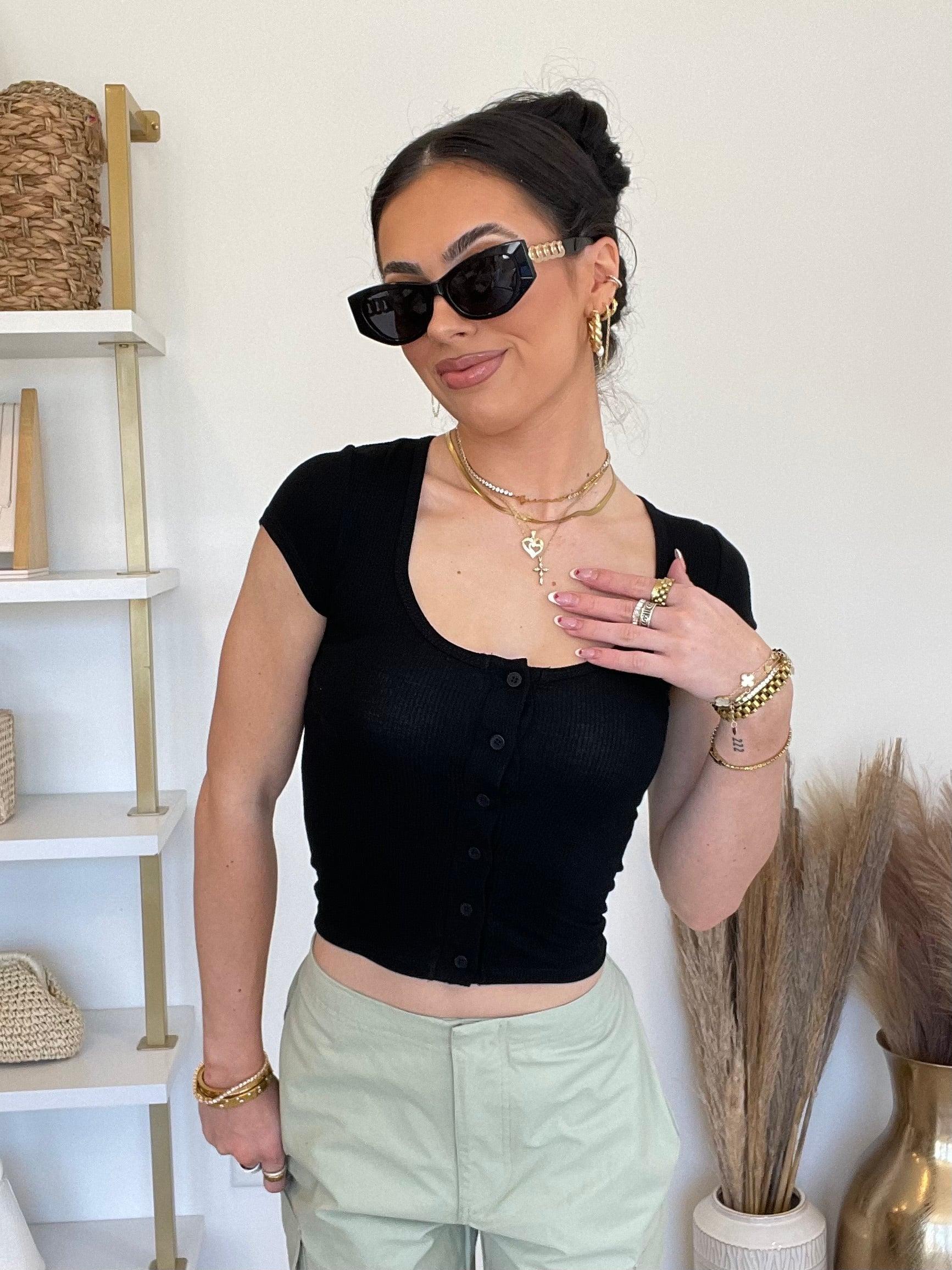 FINAL SALE Mari Short Sleeve Rib Knit Top Product Image