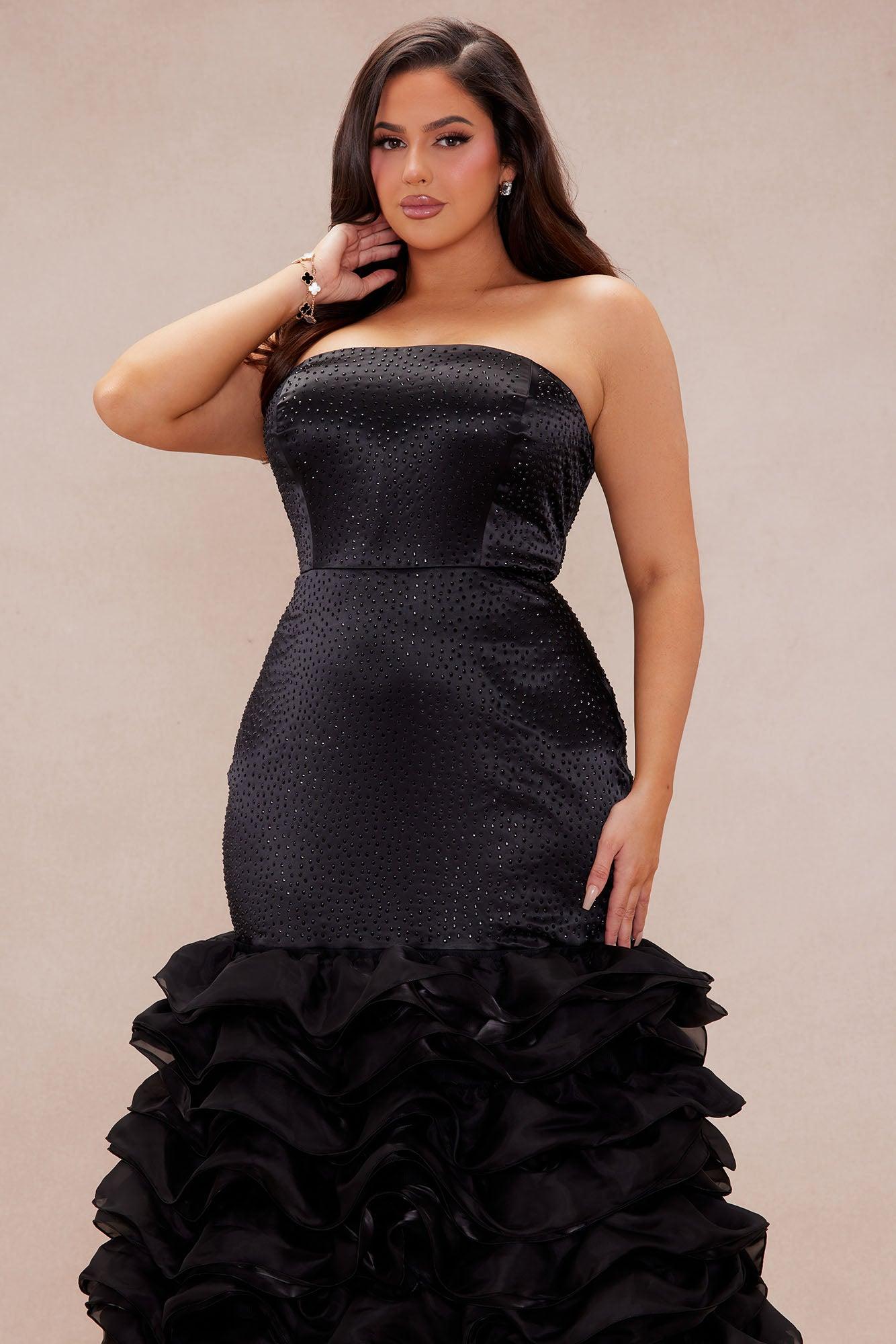 Belinda Embellished Satin Gown - Black Product Image