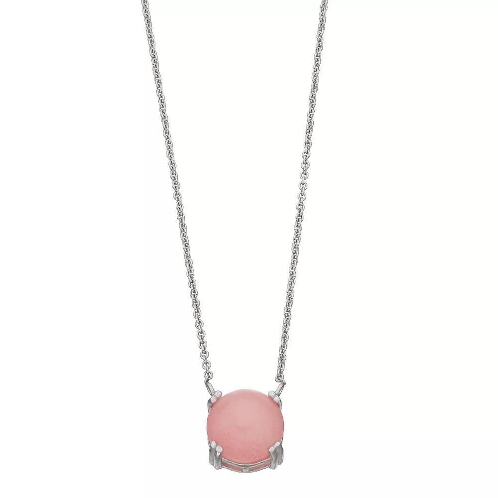 Aleure Precioso Sterling Silver Pendant Necklace, Women's, Size: 18", Silver Tone Pink Product Image