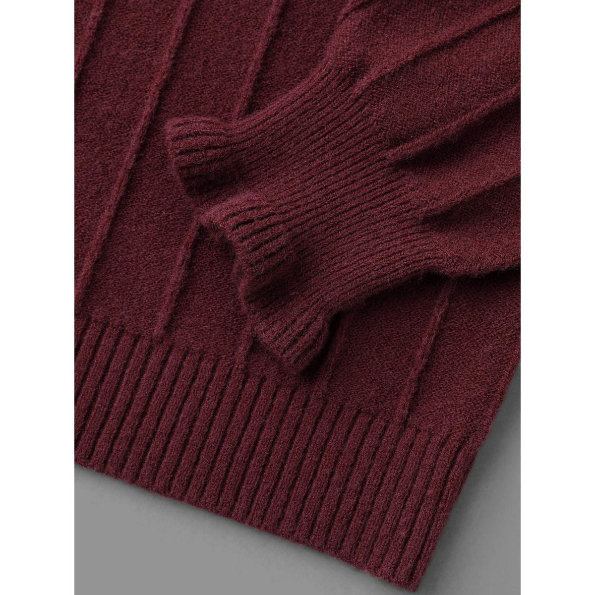 Plus Size Supersoft Essentials Ruffles Neck Raglan Sleeve Pullover Deeppurplered Women Casual Loose Long Sleeve Round Neck Everyday Pullovers BloomChic 14-16/1X Product Image