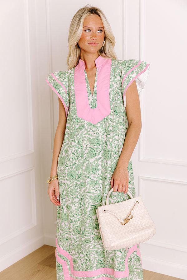 Veranda Views Floral Midi Dress in Green Product Image
