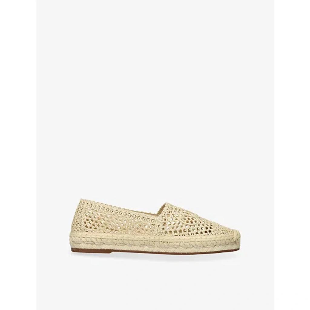 CHLOÉ Womens Chloe Isla Logo-embossed Crochet Espadrilles In Brown Product Image