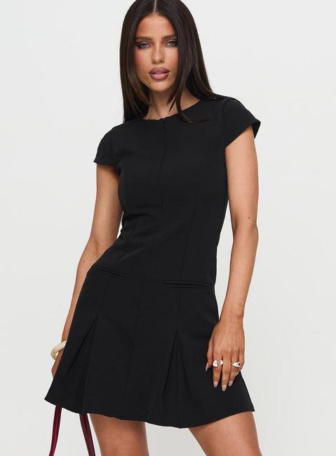 Kolette Pleat Mini Dress Black Product Image