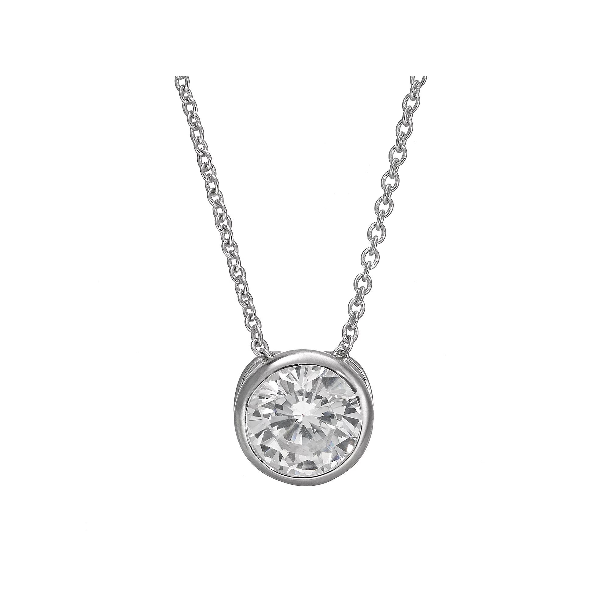 Sophie Miller Cubic Zirconia Sterling Silver Pendant Necklace, Women's, Size: 18", White Product Image