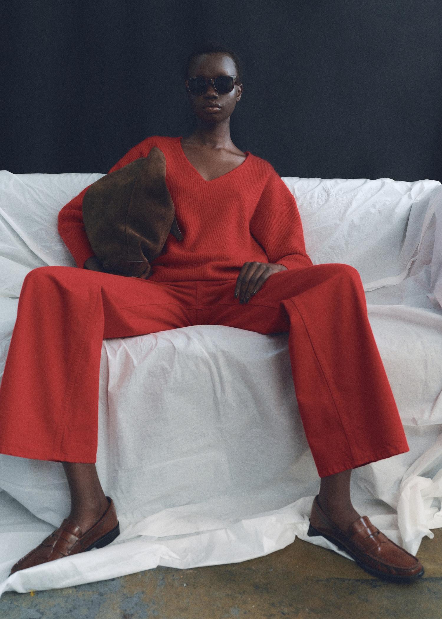 V-neck knit sweater - Women | MANGO USA Product Image