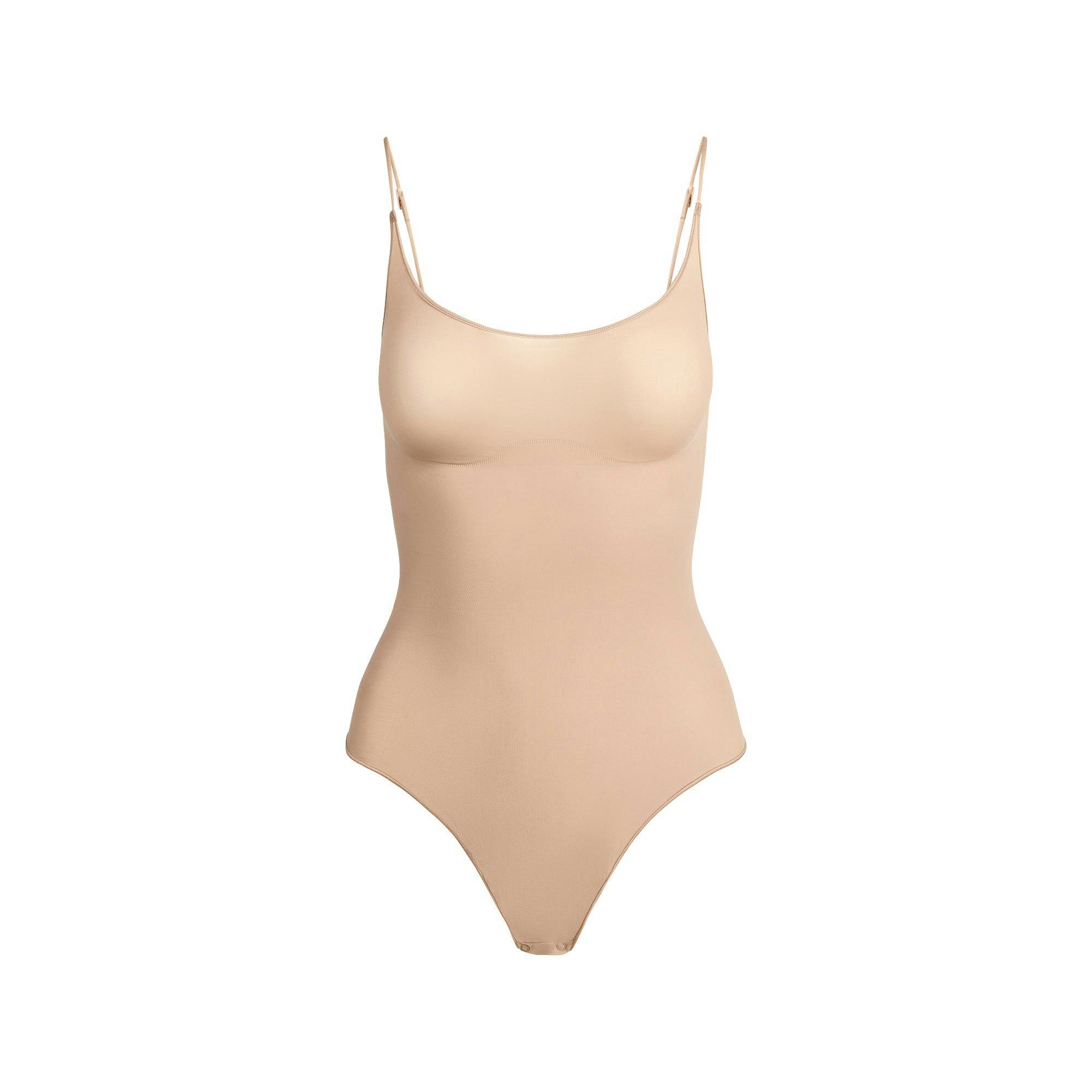 SHEER SEAMLESS THONG BODYSUIT | CLAY Product Image