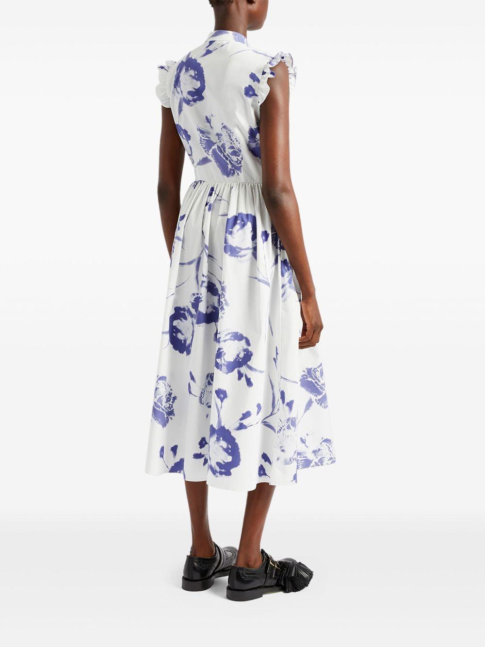 floral-print ruffled-sleeve dress Product Image