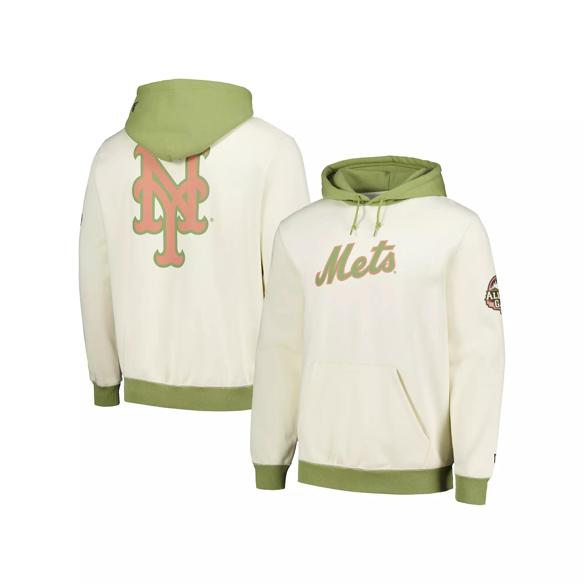 Men's New Era Cream/Green New York Mets Color Pop Pullover Hoodie, Size: Large, Beige Product Image