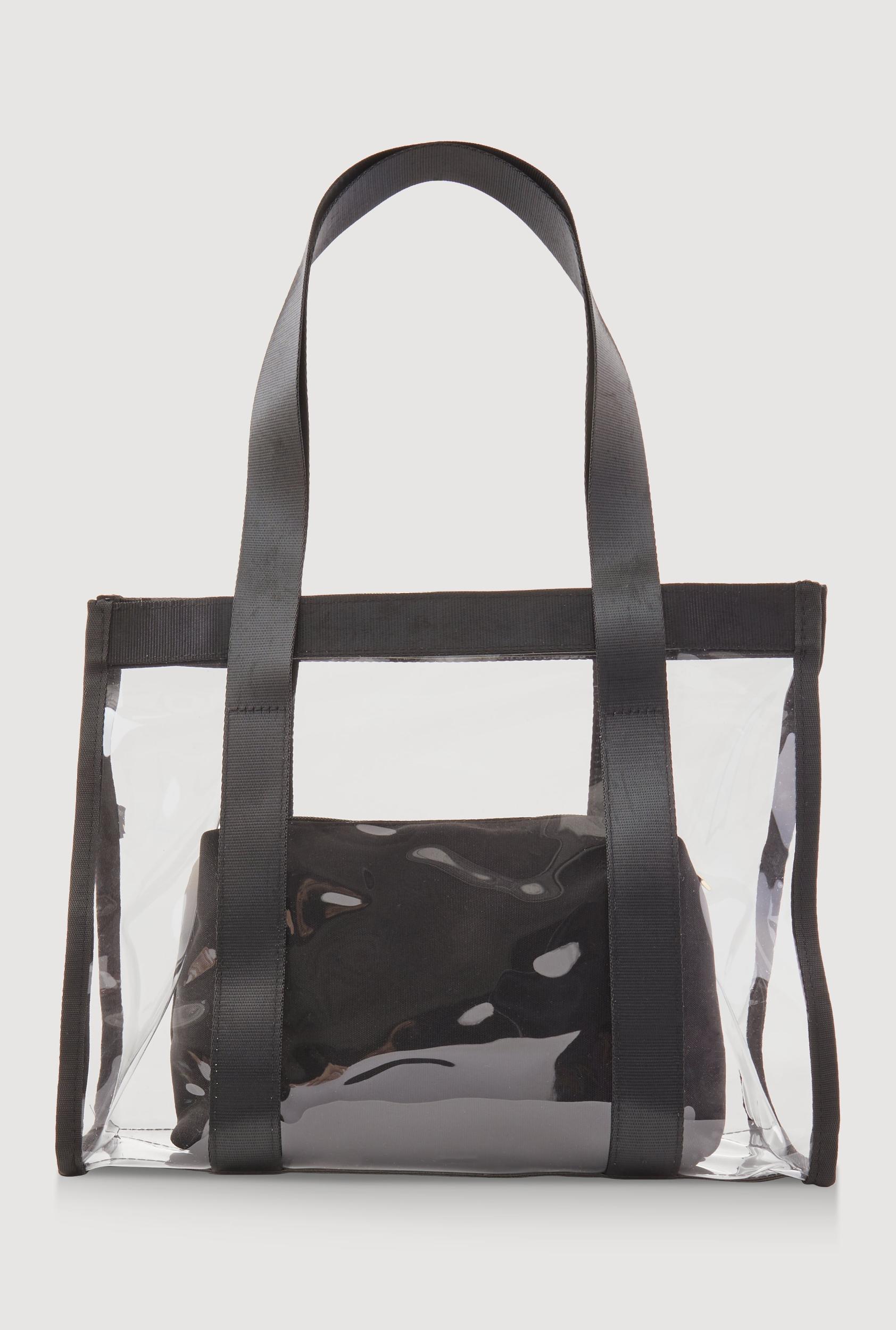 Contrast Trim Clear Tote Bag with Pouch Unisex Product Image