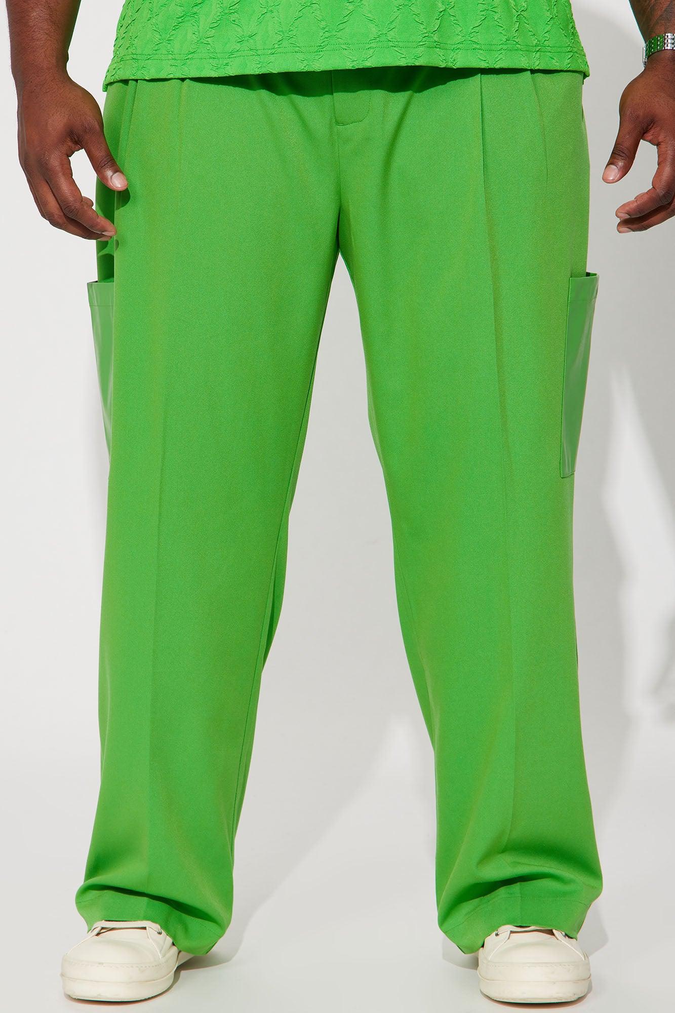 Rodeo PU Pocket Gabardine Slim Trousers - Green Product Image