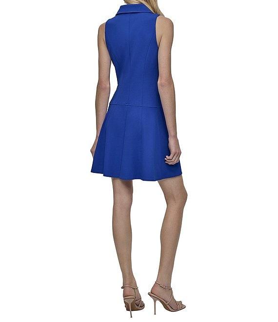 DKNY by Donna Karan Scuba Crepe Point Collar Neck Sleeveless Shirt Mini Dress Product Image