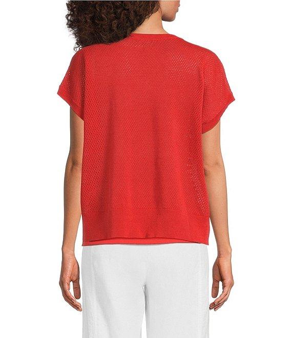 Eileen Fisher Organic Cotton Linen Blend Round Neck Short Sleeve Tee Product Image