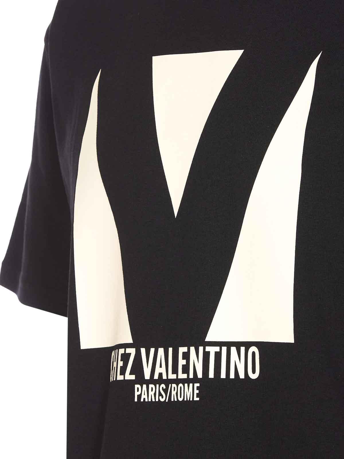 VALENTINO Crew Neck Short Sleeves T-shirts In Black Product Image