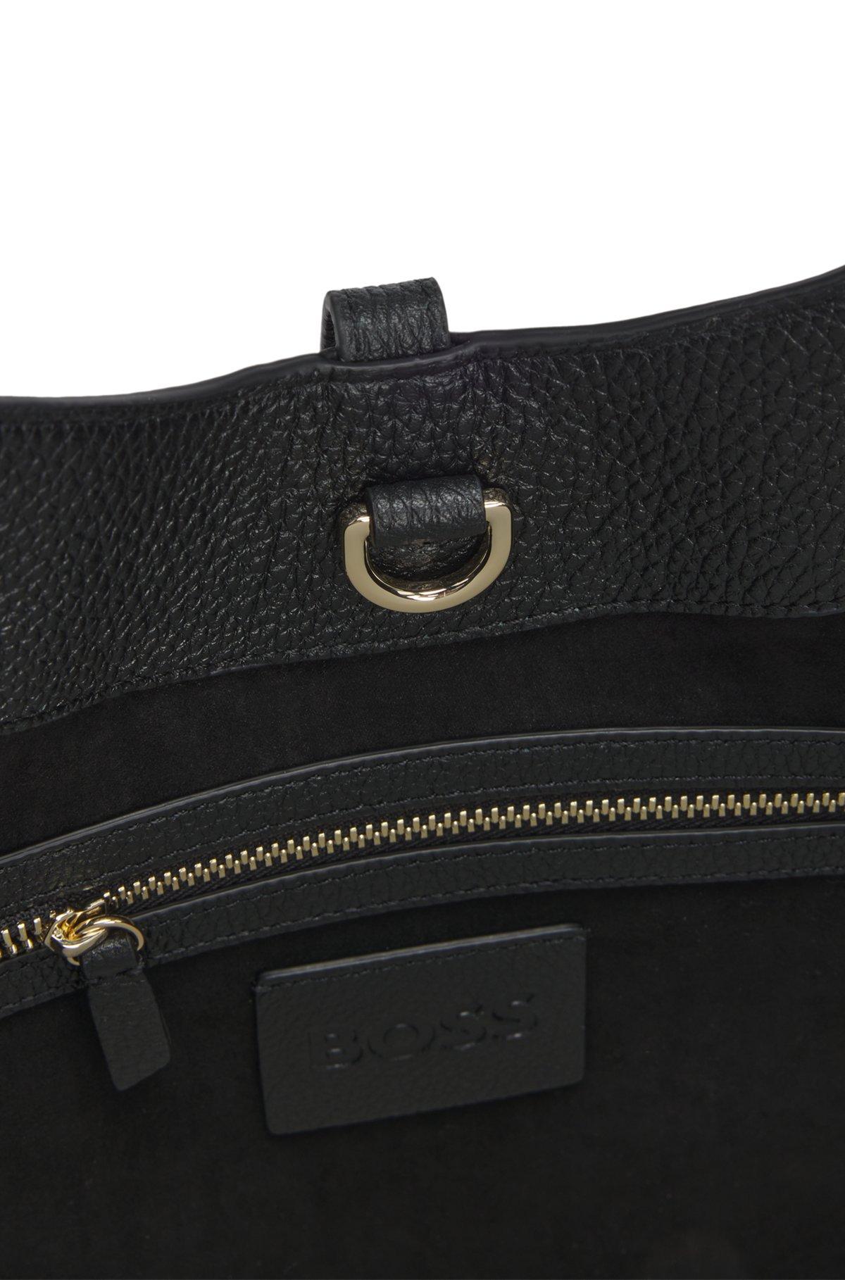 Pebbled-leather tote bag with golden hardware Product Image