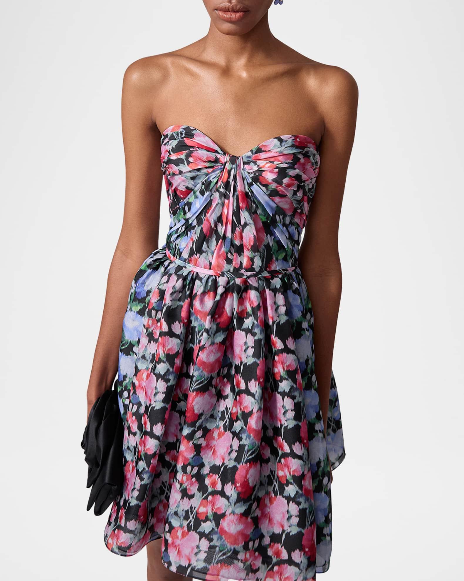Gathered Strapless Floral Mini Dress Product Image