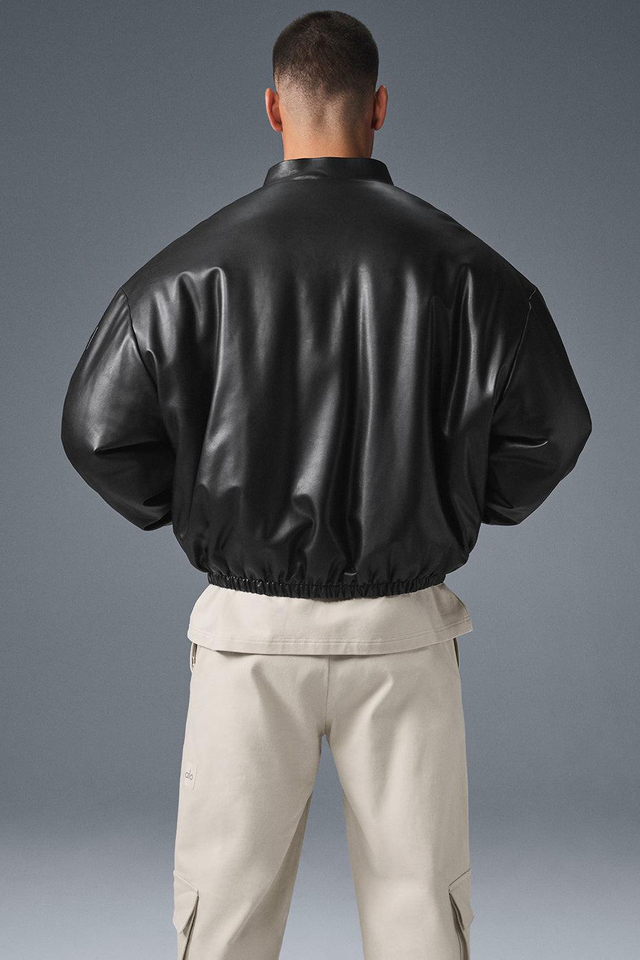 Faux Leather Premier Bomber - Black Product Image