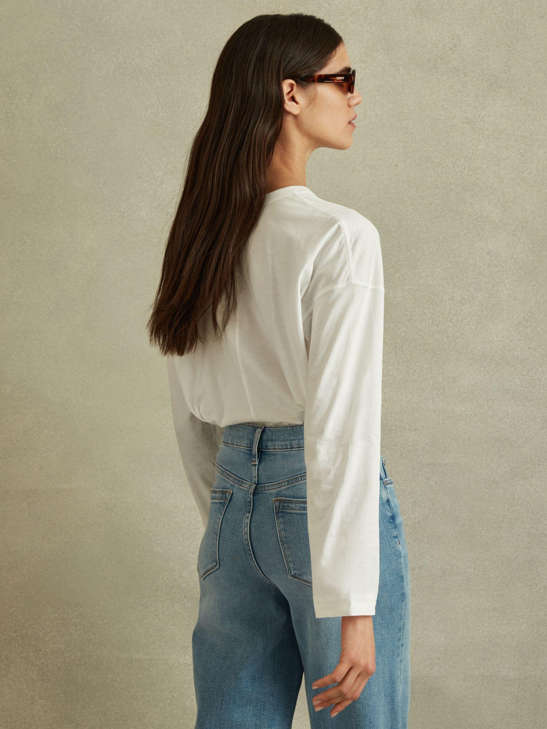 Cotton Henley Top in White Product Image