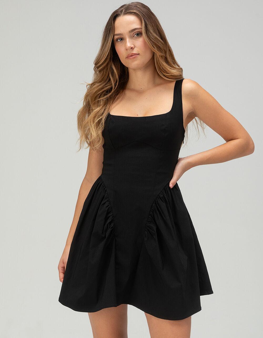 WEST OF MELROSE Fit And Flare Volume Womens Dress - BLACK Product Image