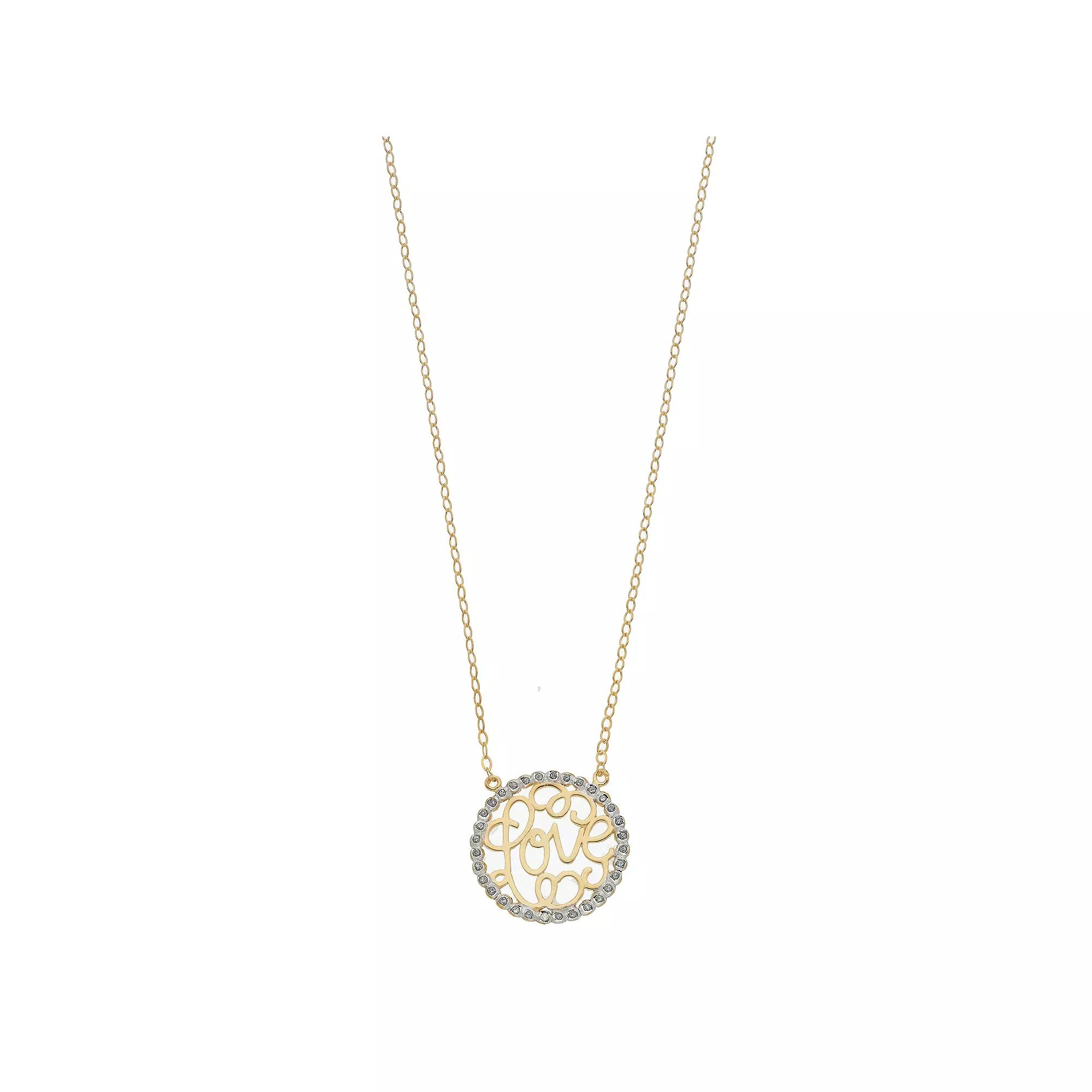 Diamond Mystique Sterling Silver Diamond Accent Love Necklace, Women's, Size: 18", 18k Gold Over Silver Product Image