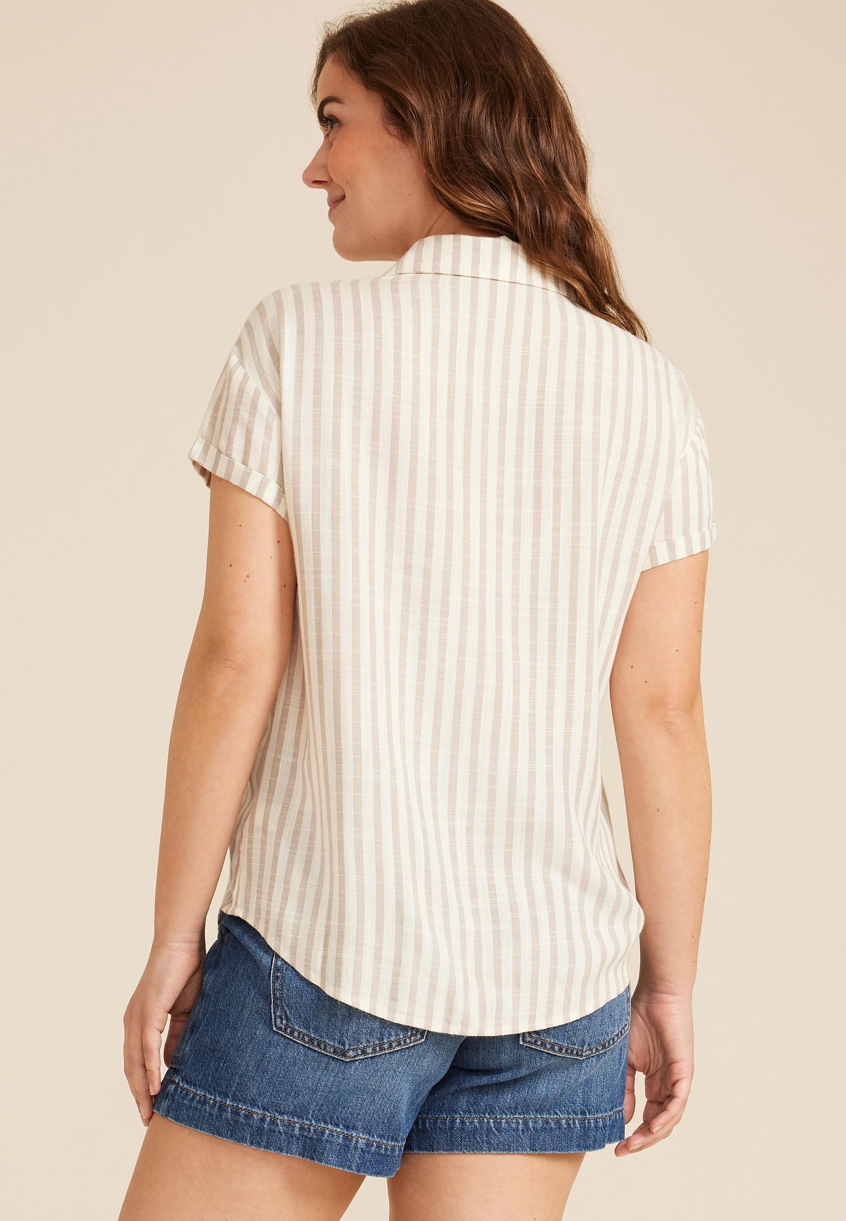 Maurices Womens Striped Button Down Shirt Product Image