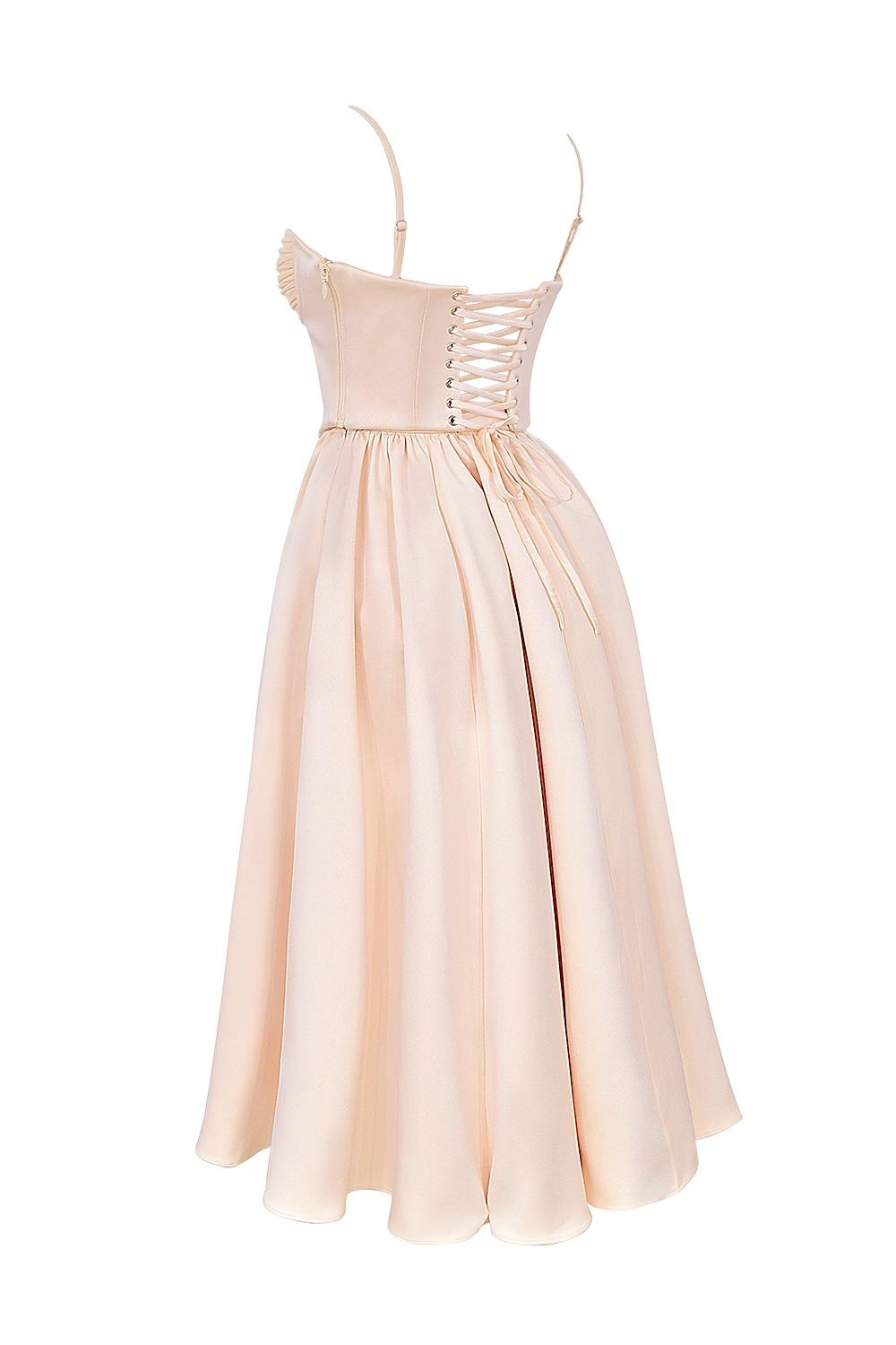 Perfect  peach satin corset and skirt - sale Product Image