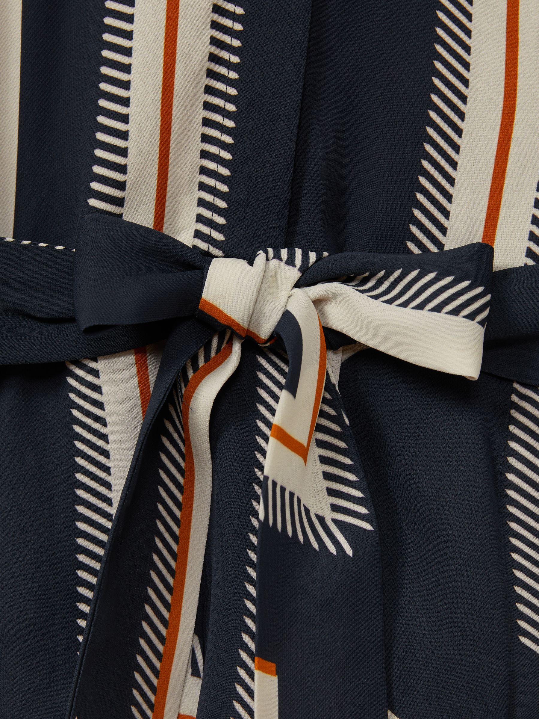 Ciara Navy Geometric Print Belted Mini Dress Product Image