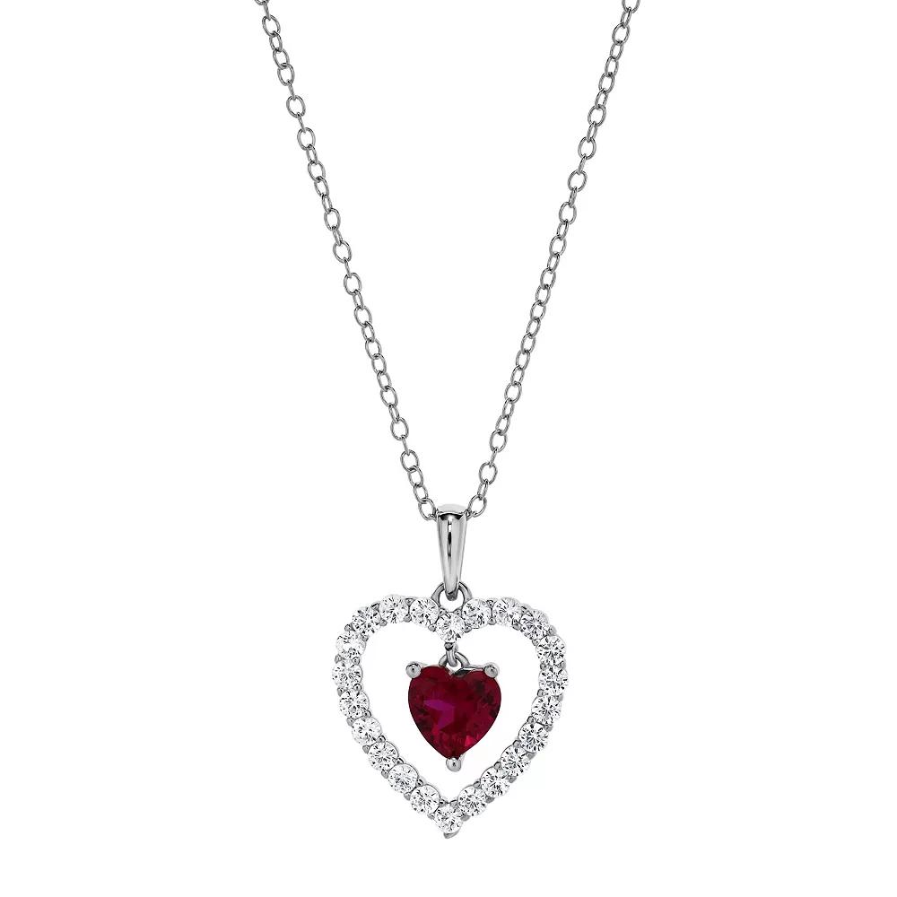 Gemstone Brilliance Lab-Created Gemstone Double Heart Pendant Necklace, Women's,  Product Image