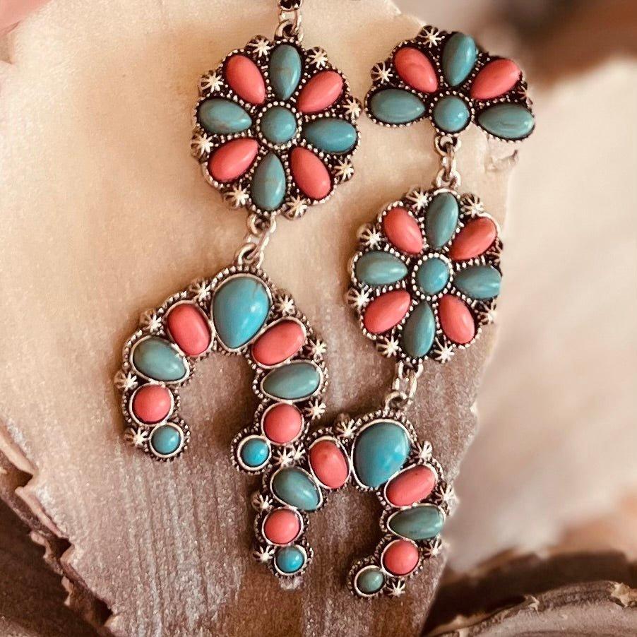Pink And Turquoise 3 Tier Earrings Product Image