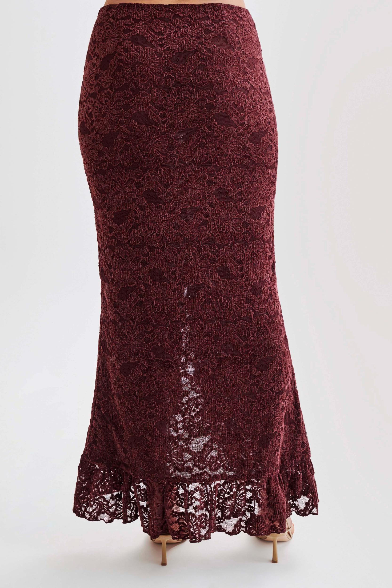 Artemis Lace Plisse Maxi Skirt - Plum Product Image