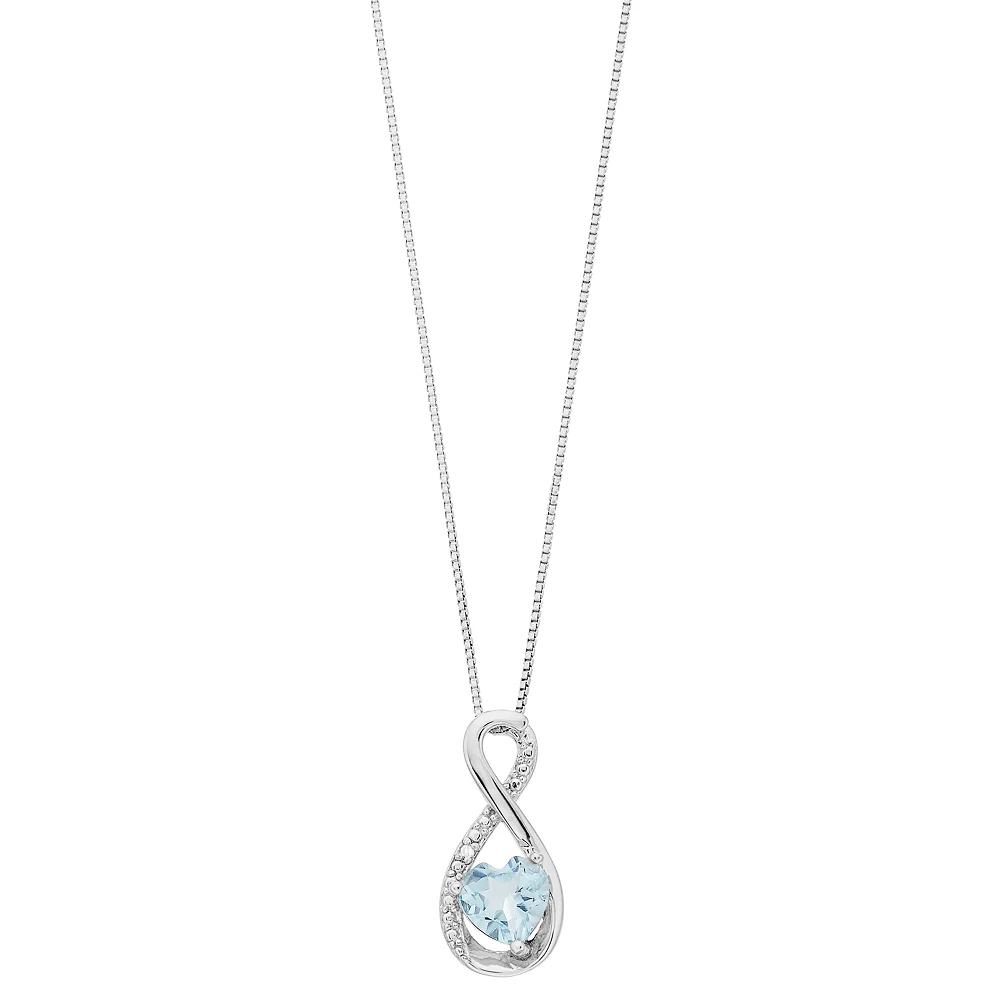 Gemminded Sterling Silver Blue Topaz & Diamond Accent Infinity Pendant, Women's, Size: 18" Product Image