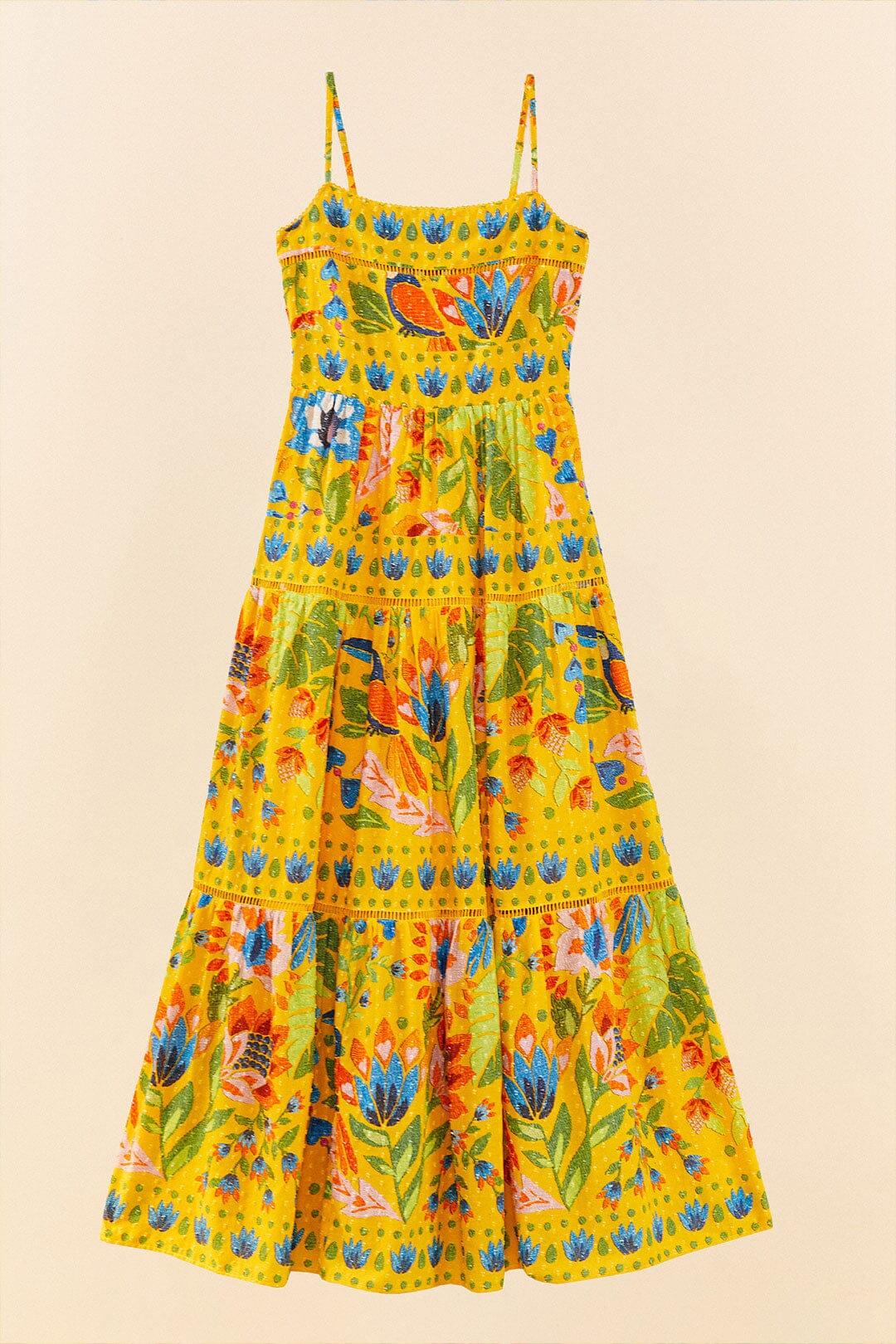 Yellow Summer Garden Sleeveless Maxi Dress Product Image