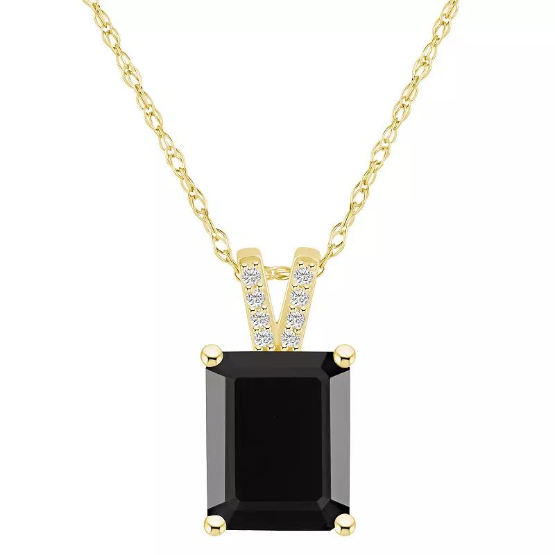 Alyson Layne 10k Gold Emerald Cut Gemstone Diamond Accent Pendant Necklace, Women's, Size: 18", Black Product Image