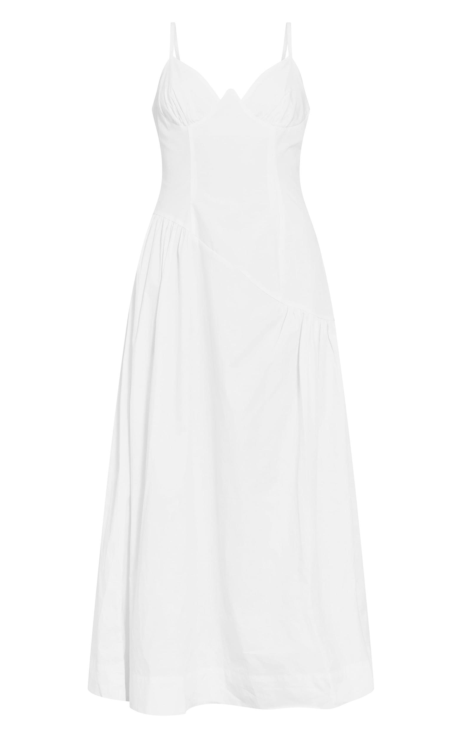 White Plunge Asymmetric Detail Maxi Dress Product Image