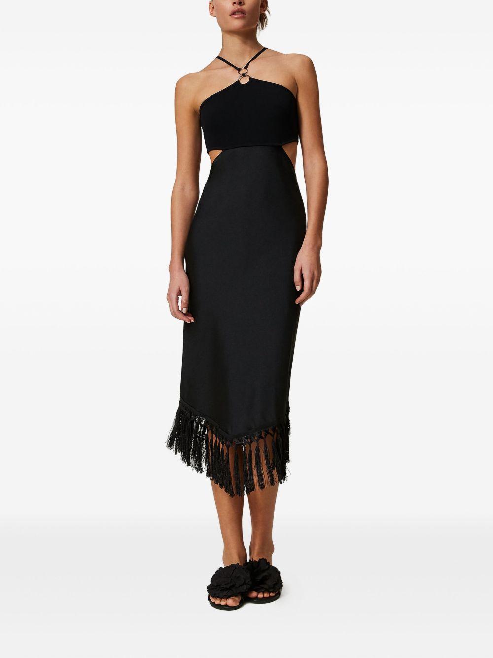 cut-out fringe midi dress Product Image