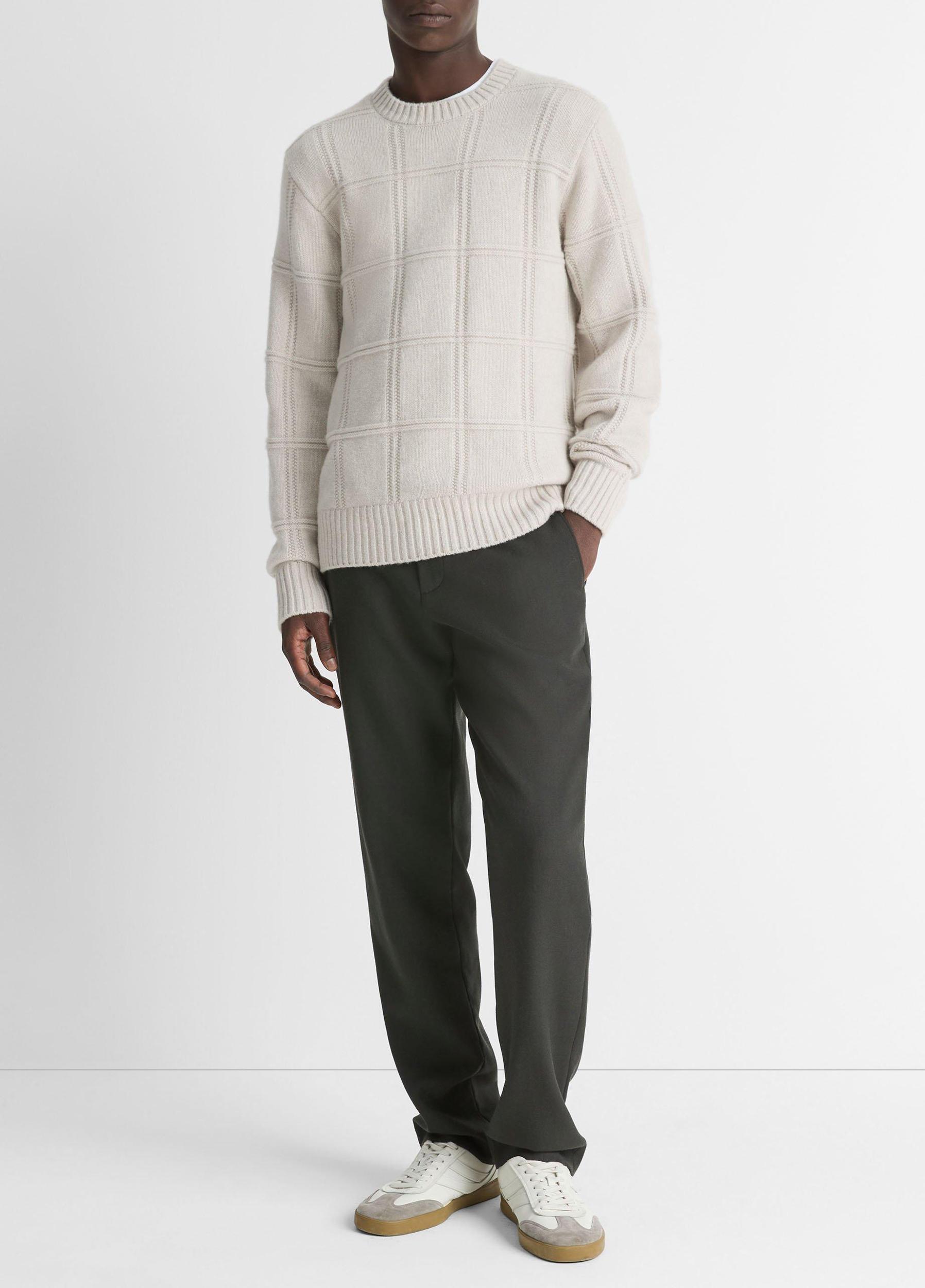 Seed-Stitch Windowpane Wool Sweater Product Image