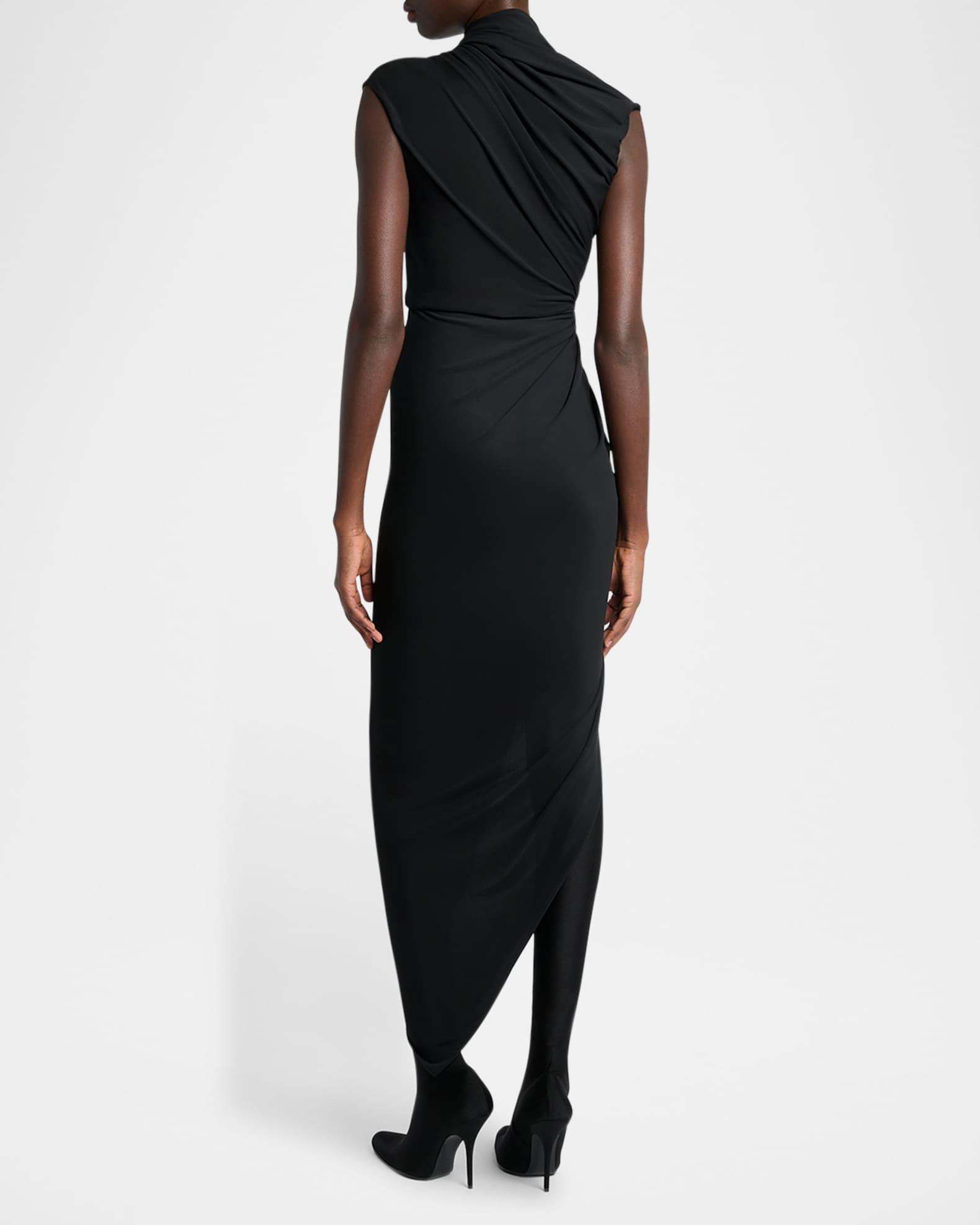 Draped Sleeveless Asymmetric Midi Dress Product Image