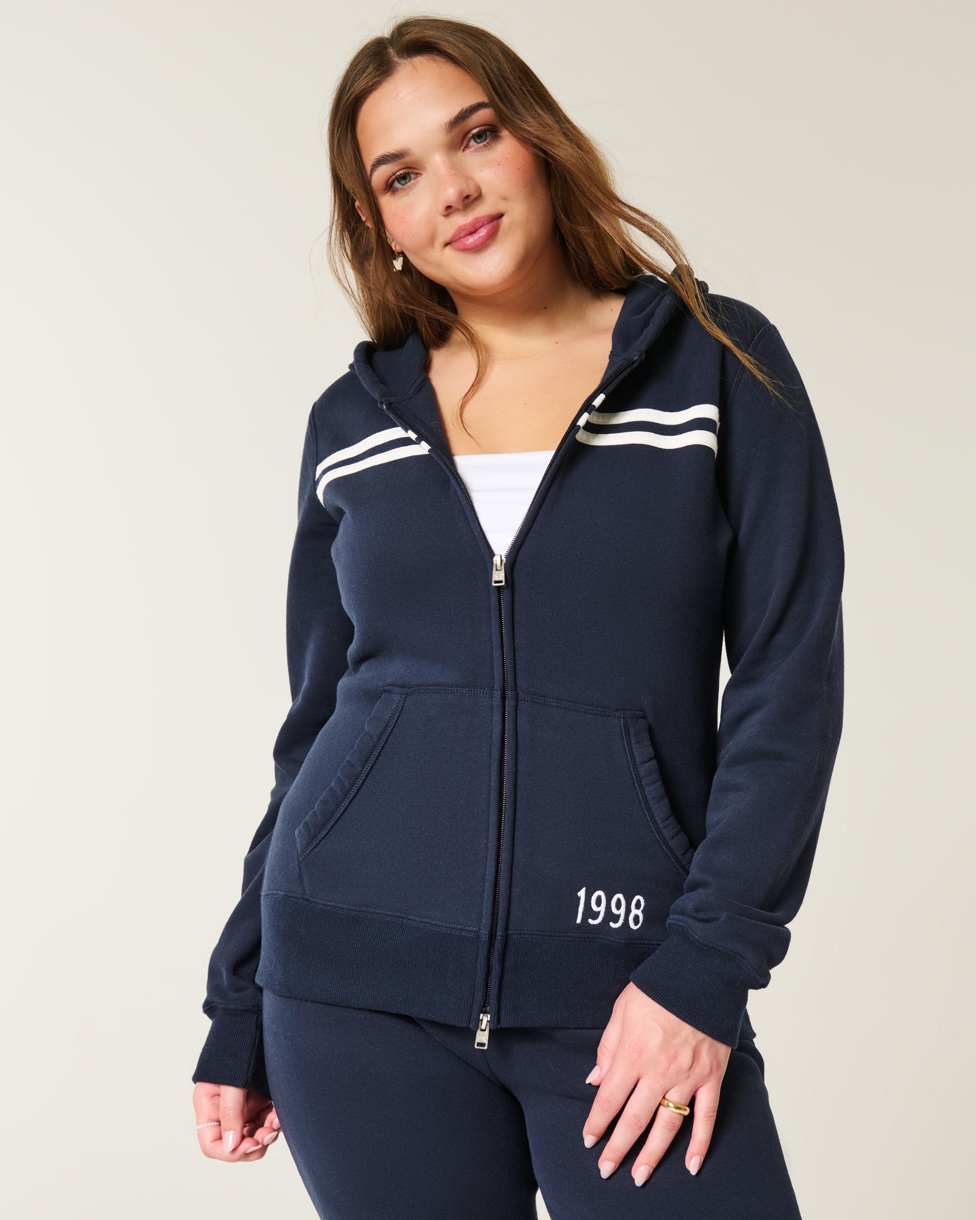 Slim Striped 1998 Graphic Zip-Up Hoodie Product Image