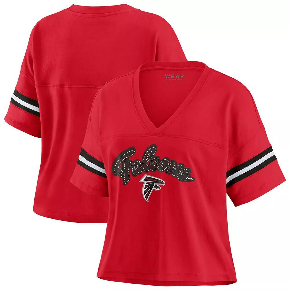 Women's WEAR by Erin Andrews Scarlet/White Atlanta Falcons Plus Size Color Block Boxy T-Shirt, Size: 1XL, Red Product Image