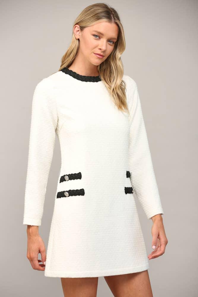 Braided Trim Tweed Dress Product Image