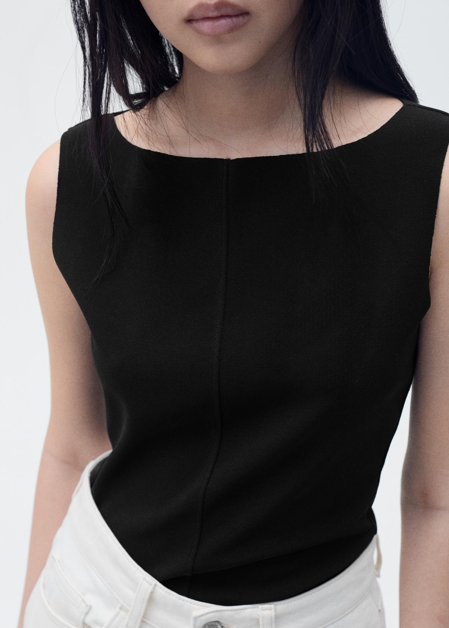 Boat-neck knitted top - Women | MANGO USA Product Image