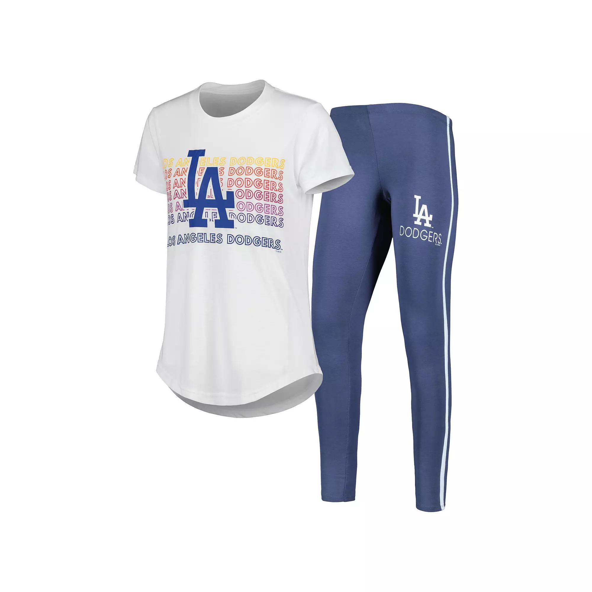 Women's Concepts Sport Charcoal/White Los Angeles Dodgers Sonata T-Shirt & Leggings Sleep Set, Size: Small Product Image