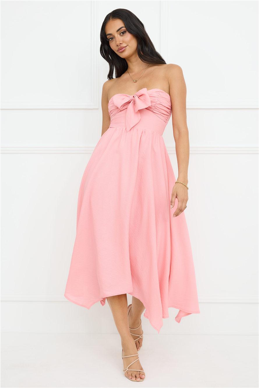 Saltwater Soul Strapless Midi Dress Pink Product Image