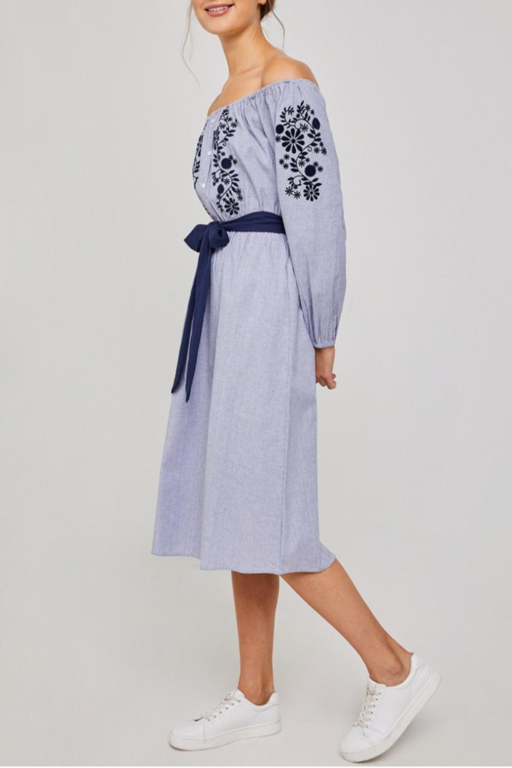 Blue Peasant Midi Dress Product Image
