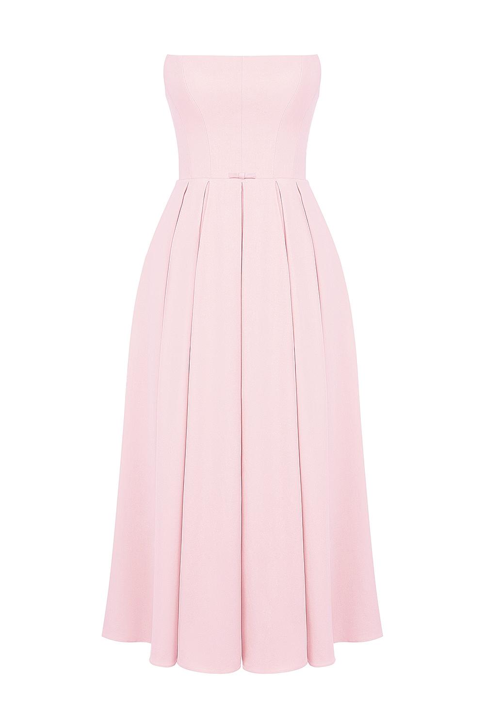 Contessa  parisian pink strapless corset midi dress Product Image