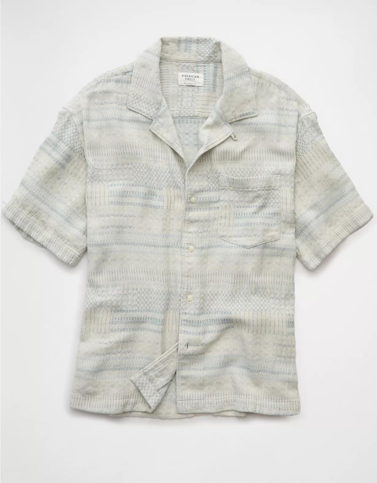 AE Poolside Textured Striped Button-Up Shirt Product Image