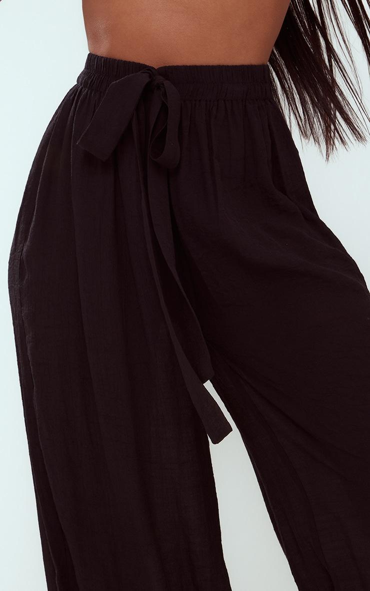 Black Linen Look Palazzo Beach Pant Product Image