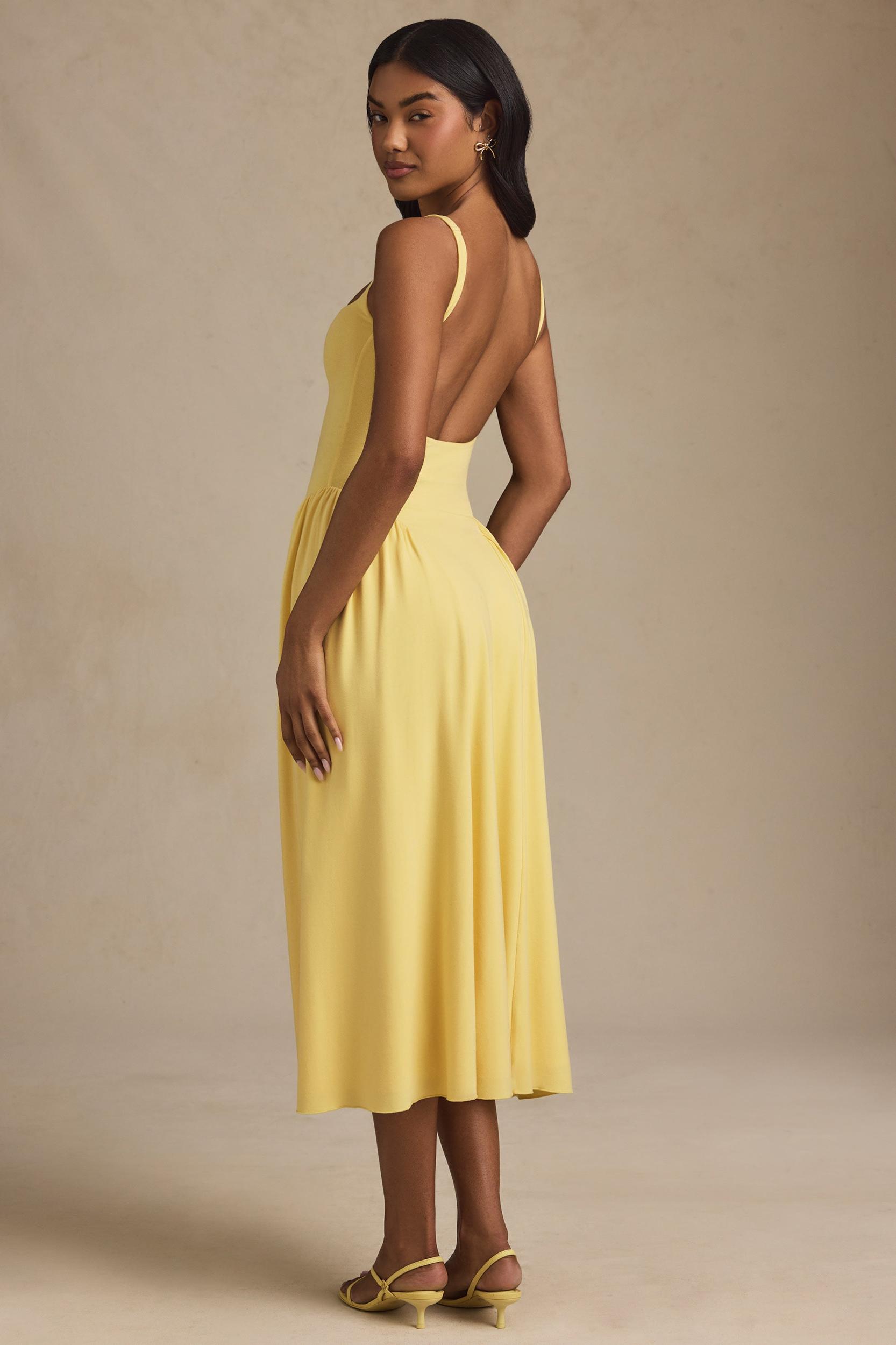 Modal A-Line Midaxi Dress in Pastel Yellow Product Image