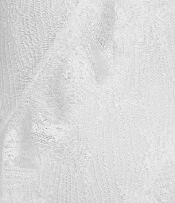 Allison & Kelly Printed Lace V-Neck Asymmetrical Ruffled Dress Product Image